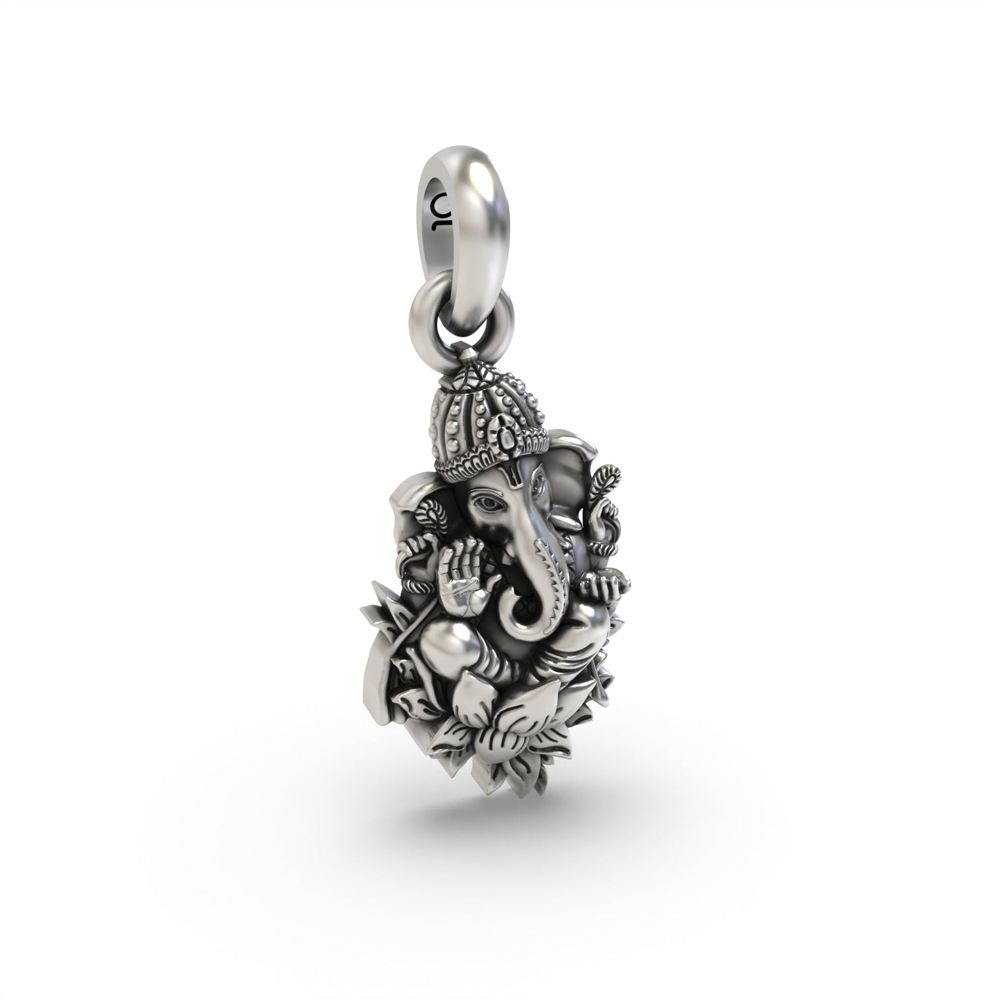 Ganesha Sitting on Lotus Flower Pendant | 925 Sterling Silver