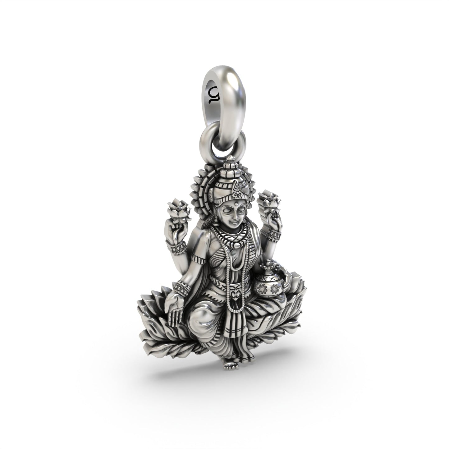 Luminous Lotus Lakshmiji 925 Silver Pendant