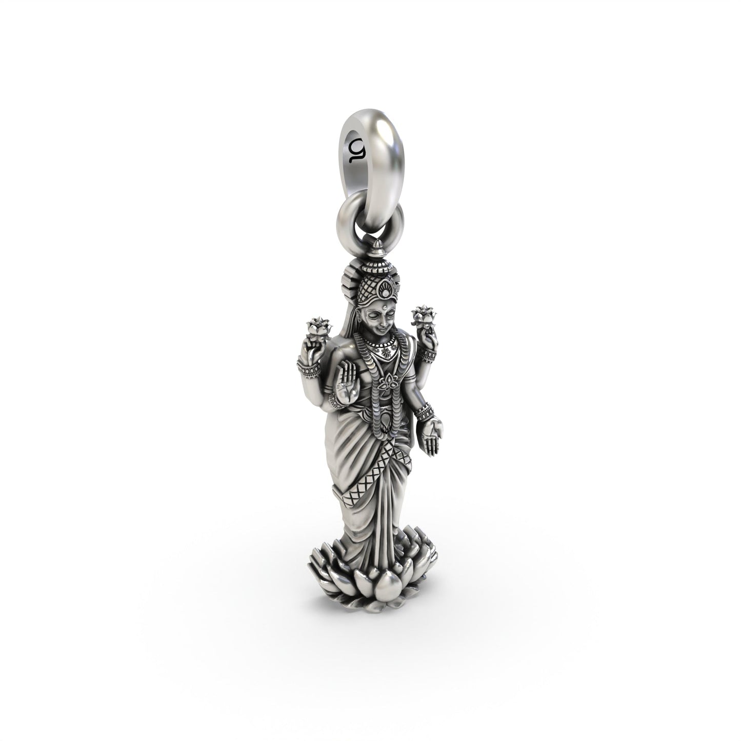 Standing Lakshmi on Lotus 925 Silver Pendant