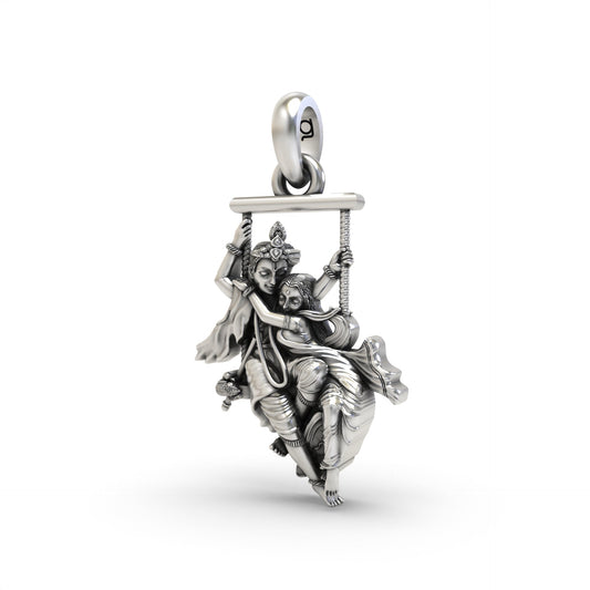 Radha Krishna on a Swing 925 Silver Pendant