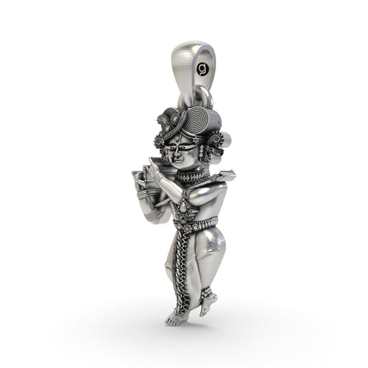 925 Oxidized Silver Radha Raman Pendant – Antique Krishna Locket