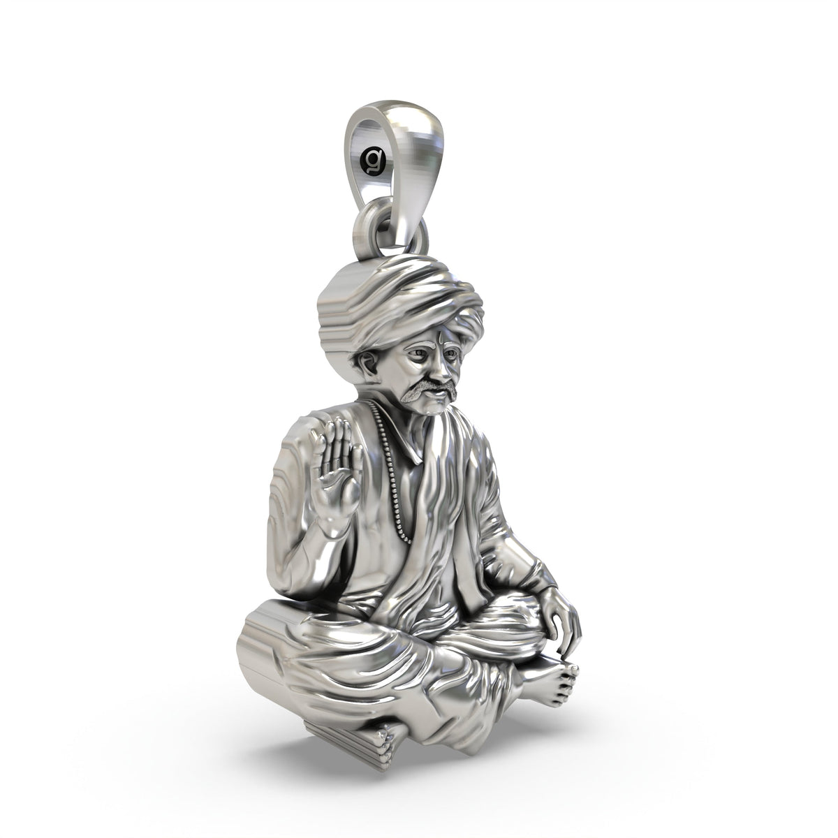 925 Oxidized Silver Bhoja Bhagat Pendant – Gujarati Saint Devotional Jewelry