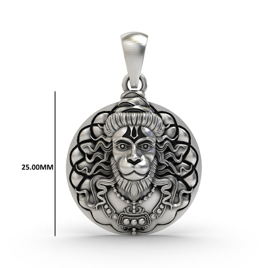 Sacred Hanuman Coin 925 Silver Pendant