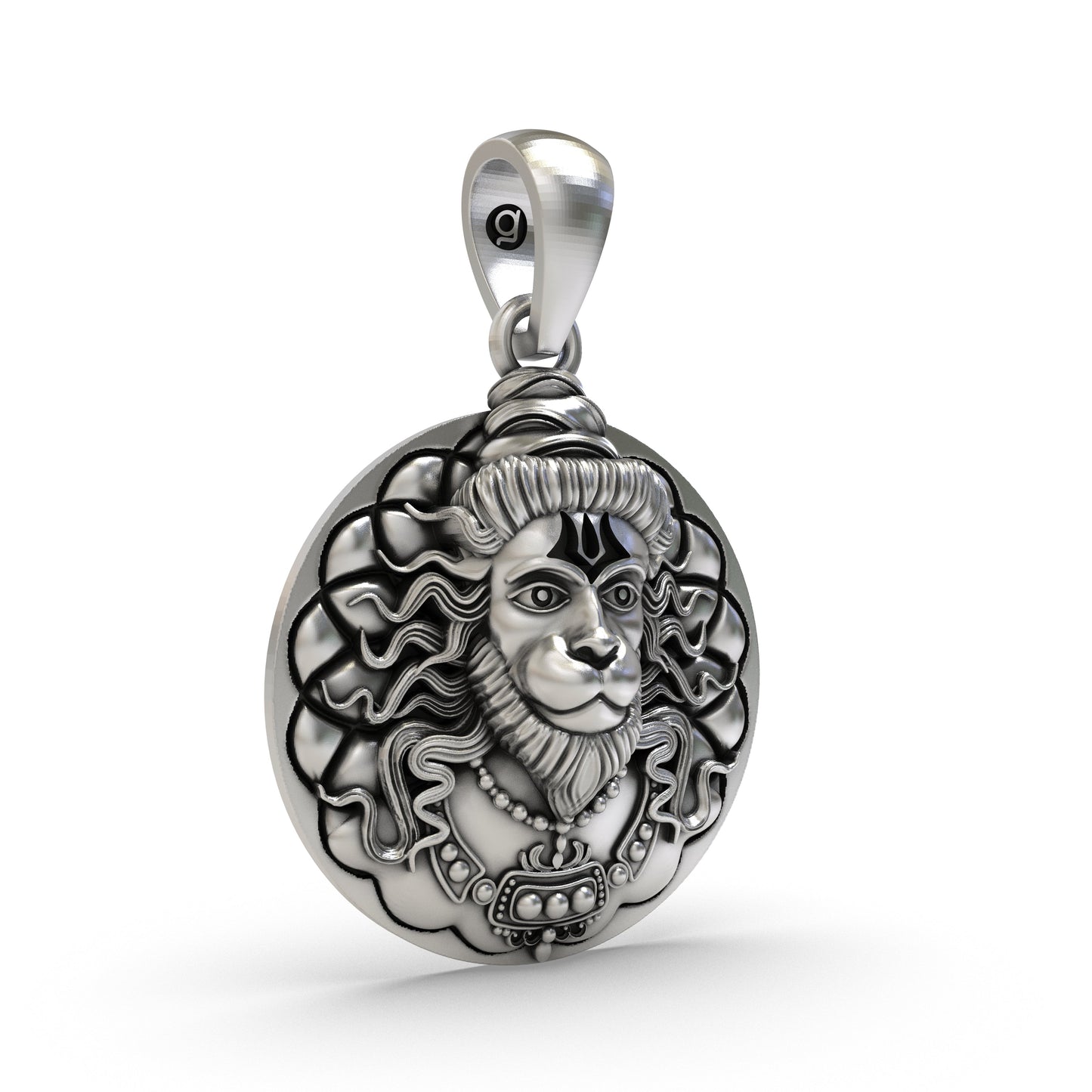 Sacred Hanuman Coin 925 Silver Pendant