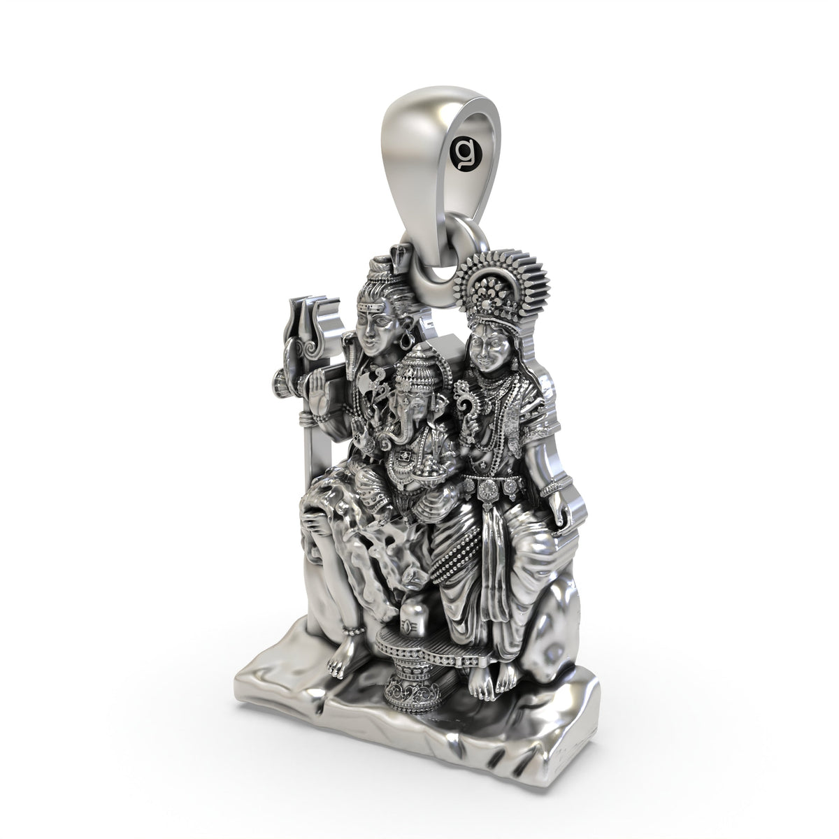 925 Silver Shiva Family Pendant – Lord Shiva, Parvati & Ganesha Devotional Jewelry