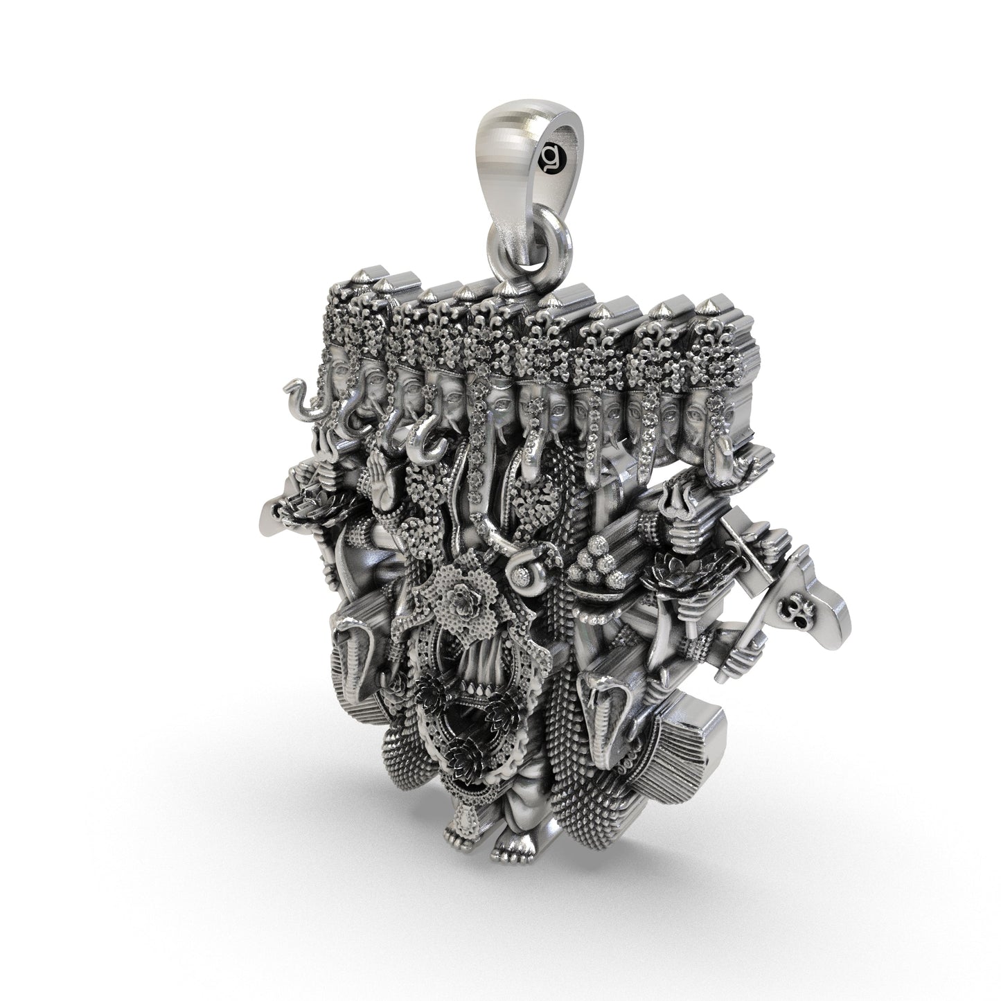 Divine Ganesh Nine Heads 925 Silver Pendant