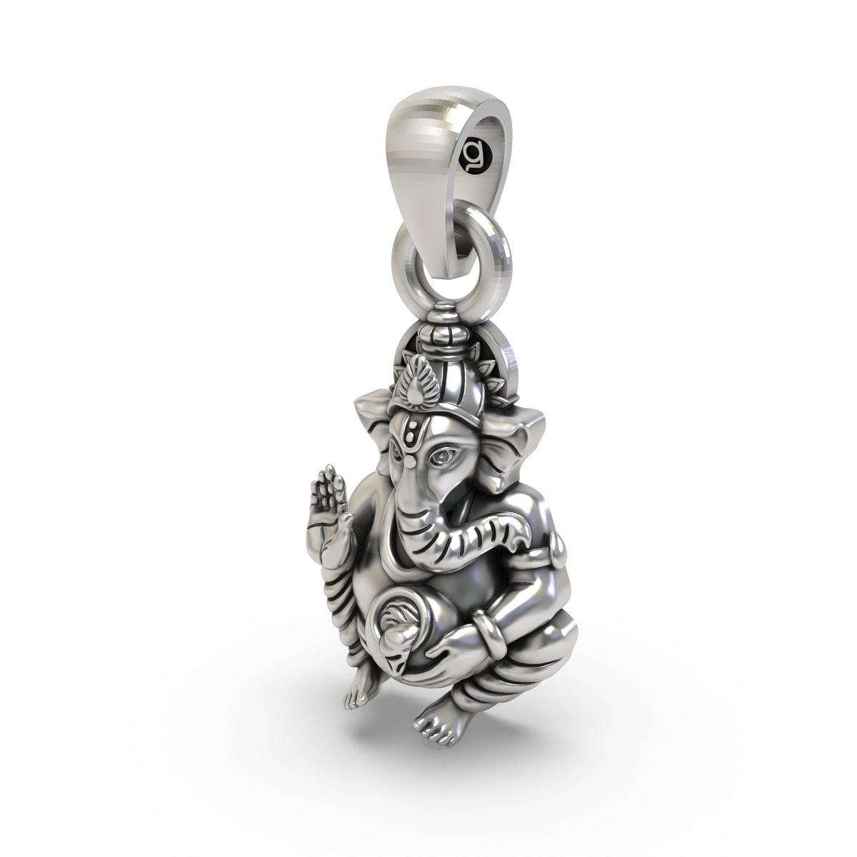 925 Silver Ganpati Bapa Pendant – Lord Ganesha | Handmade Hindu God Jewelry for Wisdom & Blessings