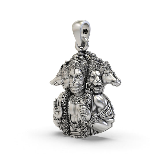 925 Silver Panchmukhi Hanumanji Pendant | Divine Protection & Strength Jewelry
