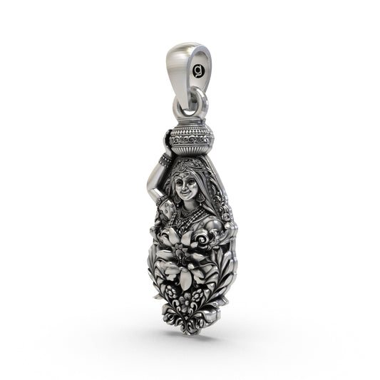 925 Silver Radha Ji Pendant | Goddess Radha Jewelry for Love & Devotion