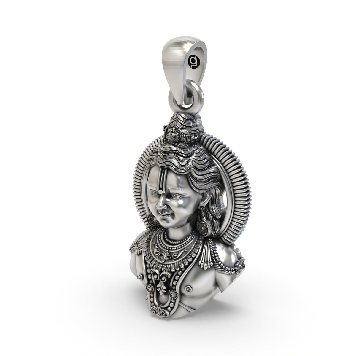 925 Silver Ayodhya Ram Lala Face Pendant – Sacred Lord Ram Jewelry