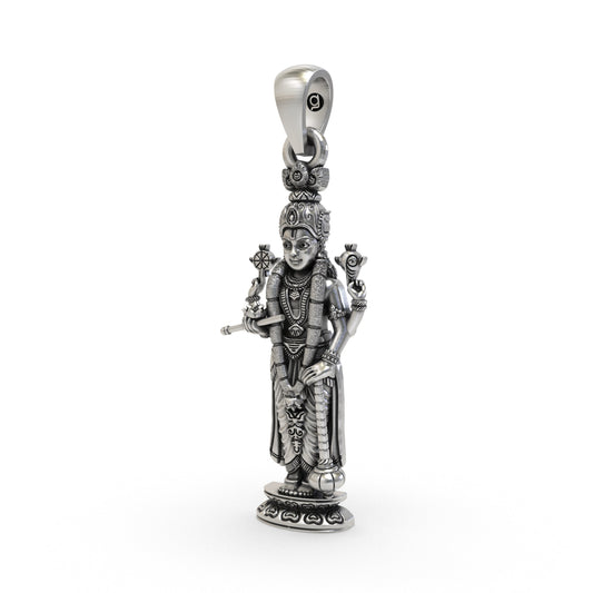 925 Sterling Silver Lord Vishnu Pendant | Narayana Devotional Hindu Jewelry | Handmade Spiritual Pendant for Men & Women