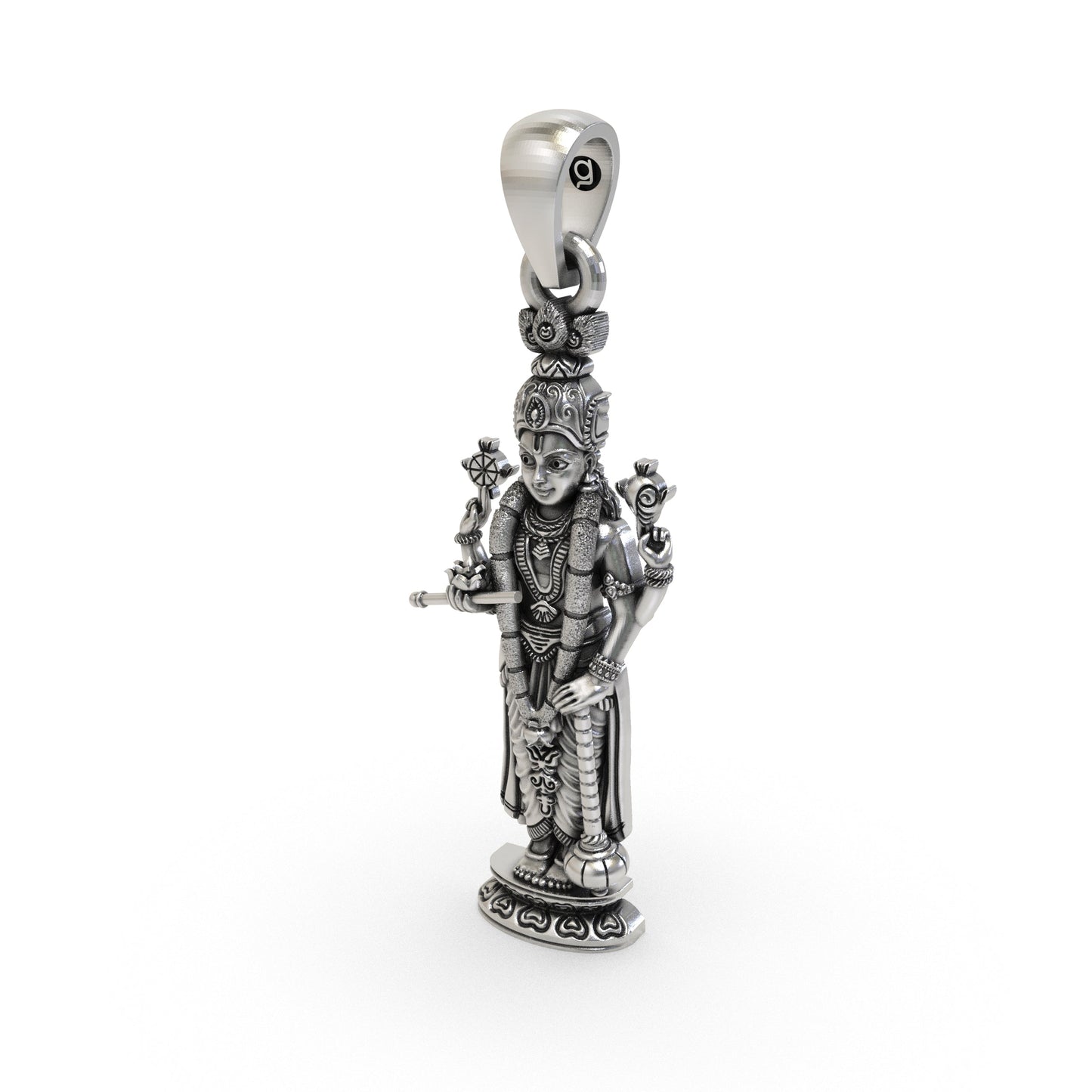 925 Sterling Silver Lord Vishnu Pendant | Narayana Devotional Hindu Jewelry | Handmade Spiritual Pendant for Men & Women