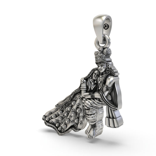 925 Silver Radha Krishna Pendant | Divine Love Spiritual Jewelry