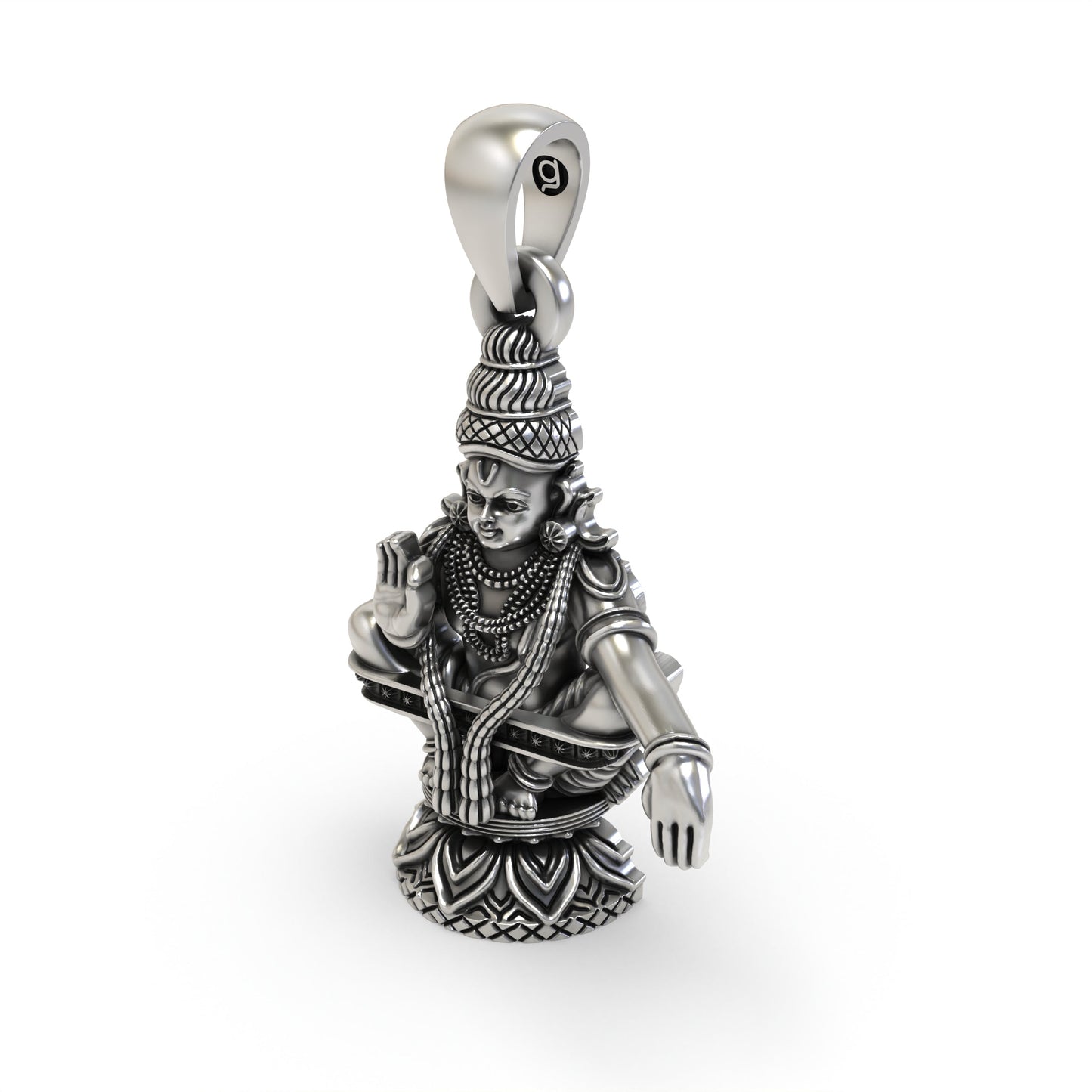 925 Silver Lord Ayyappa Pendant | Swami Ayyappan Devotional Jewelry
