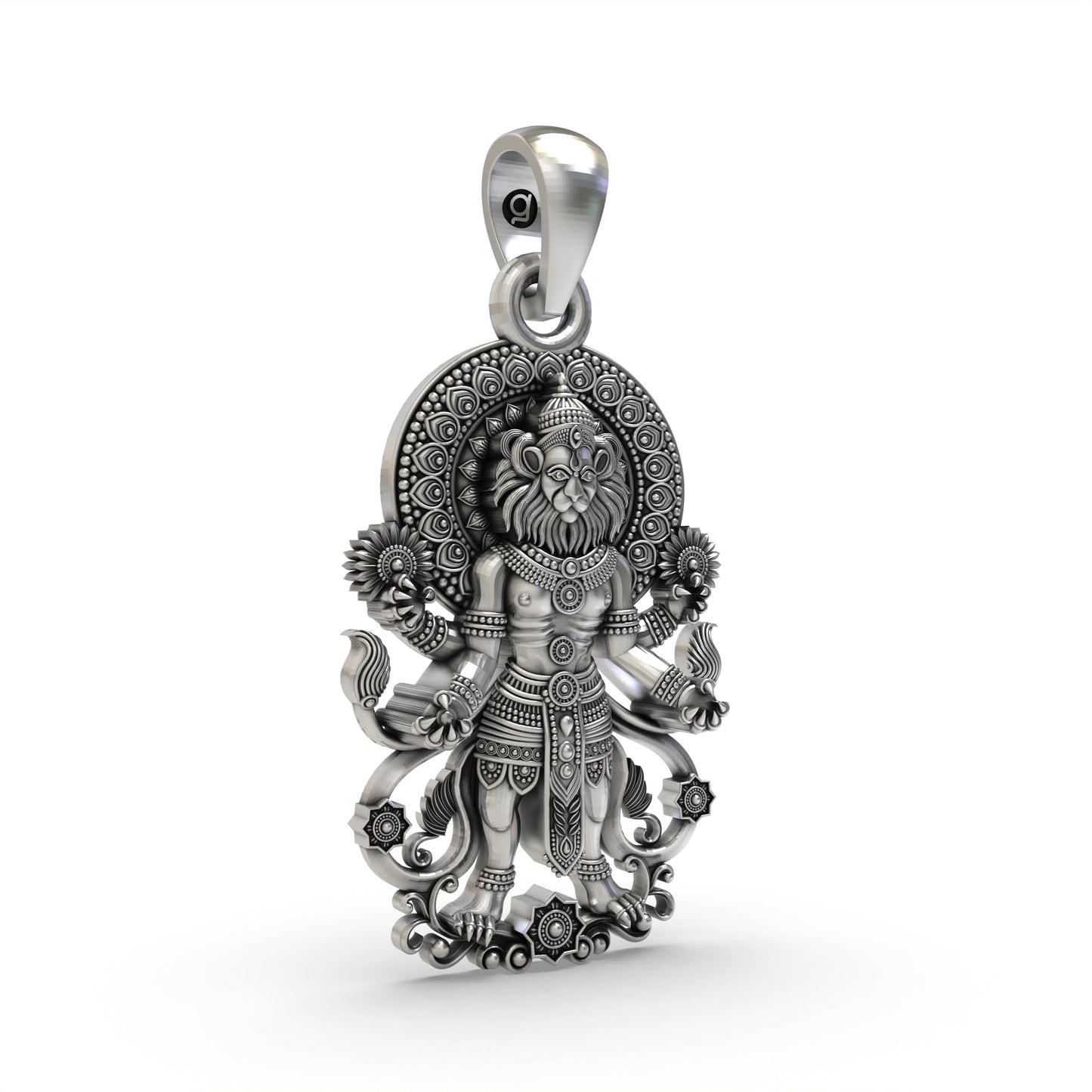 925 Silver Narasimha Pendant | Lord Vishnu Spiritual Jewelry