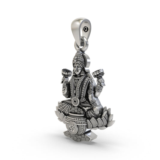 925 Silver Lakshmi Maa Lotus Pendant | Om Symbol Jewelry