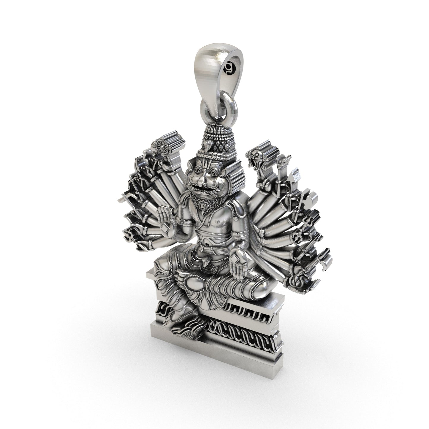 925 Silver Narasimha Pendant | Ugra Multi-Armed Vishnu Avatar – Shukan Jewellers