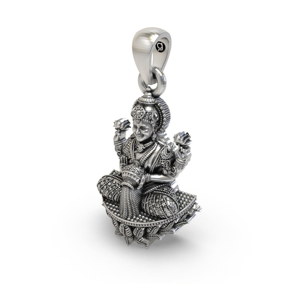 925 Silver Goddess Lakshmi Pendant | Handmade Mahalaxmi Jewelry