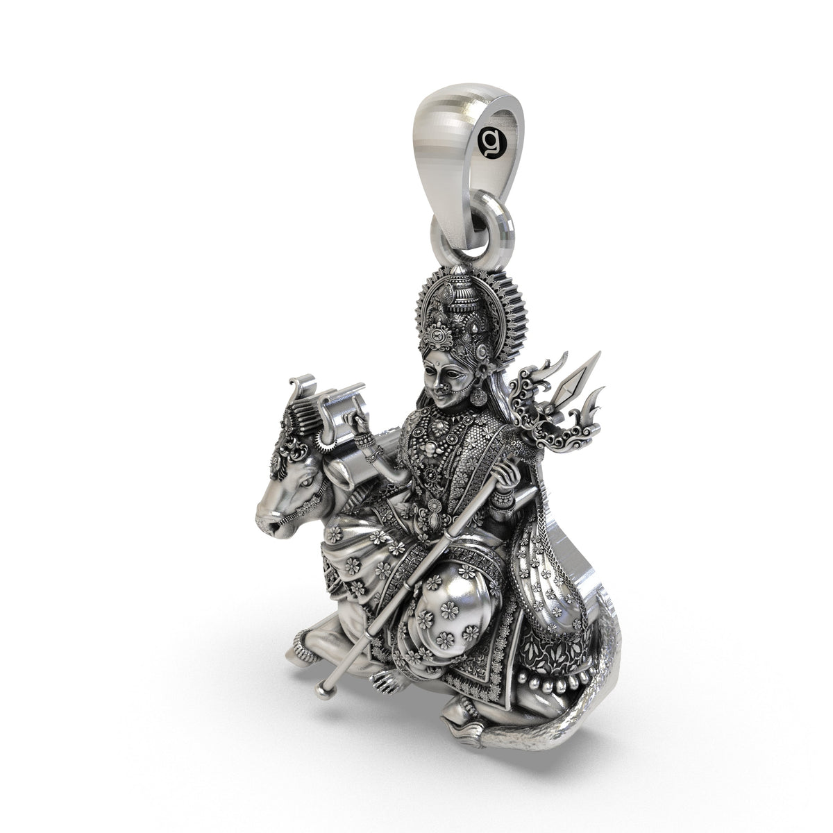 925 Silver Mahagauri Pendant | Durga on Bull – Shukan Jewellers