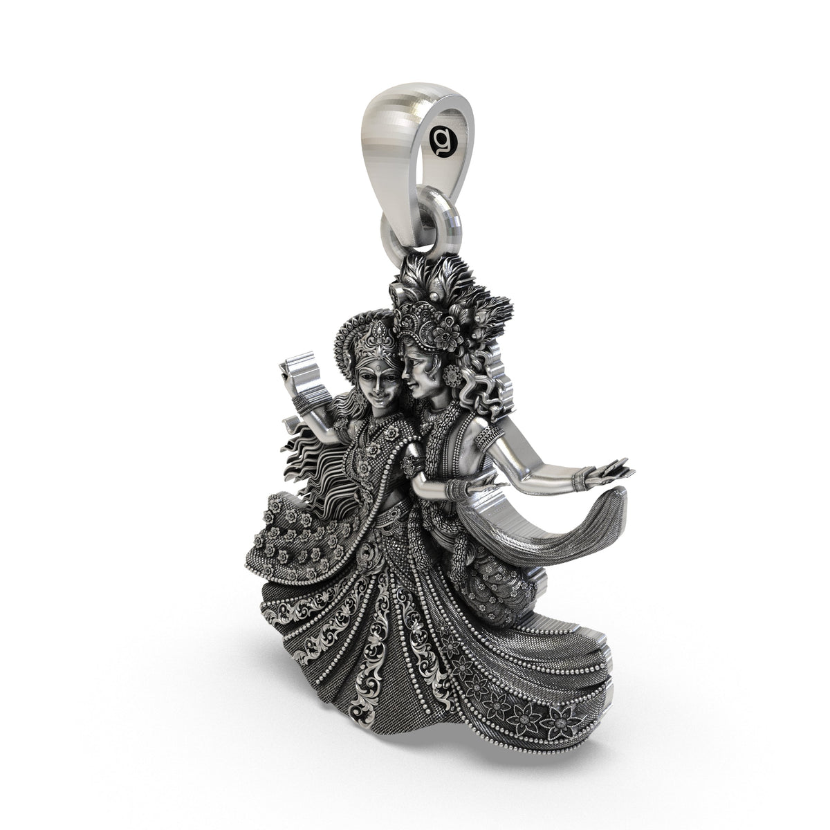925 Silver Radha Krishna Raas Leela Pendant | Vrindavan Dancing Idol – Shukan Jewellers