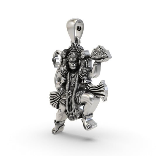 925 Silver Hanuman Flying with Ram Lakshman Pendant | Ram Bhakti Devotional Locket – Shukan Jewellers