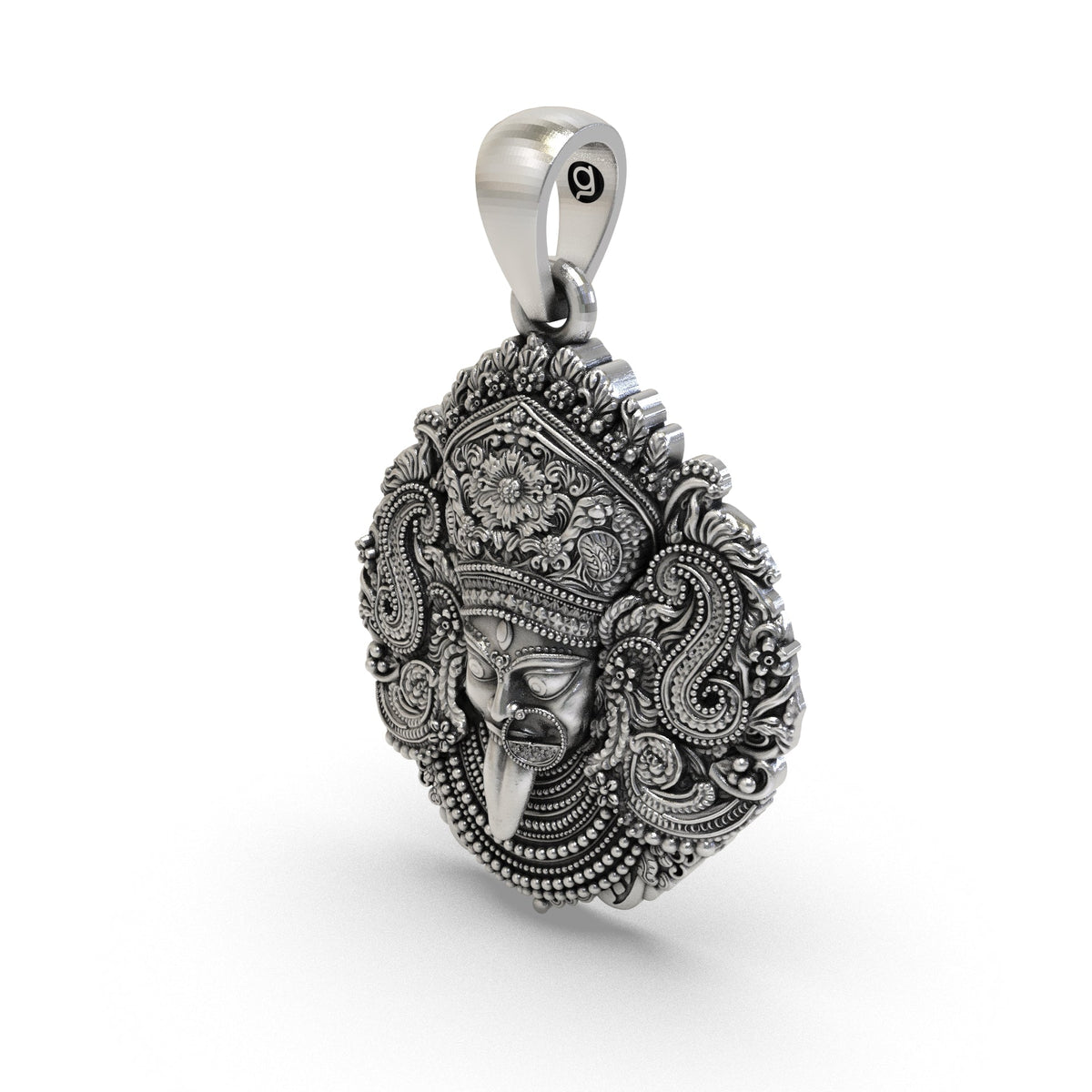 Luxury sterling silver Kali Maa pendant necklace