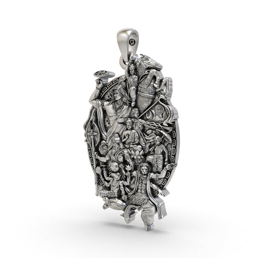 925 silver Dashavatara Vishnu pendant front view
