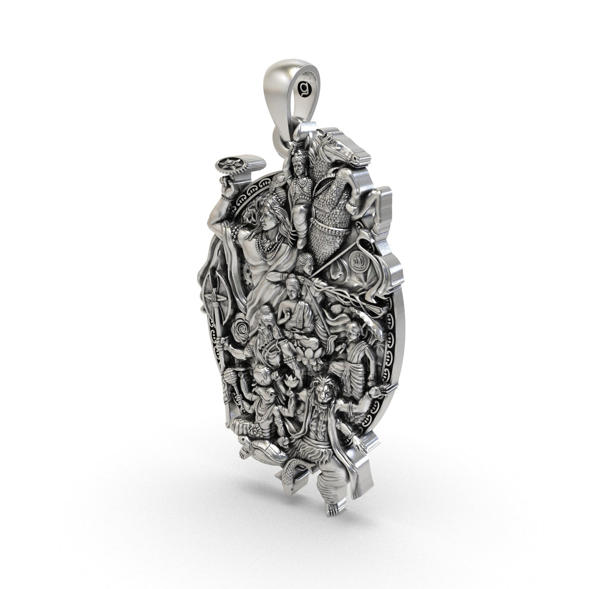 Luxury sterling silver Vishnu Dashavatara necklace pendant