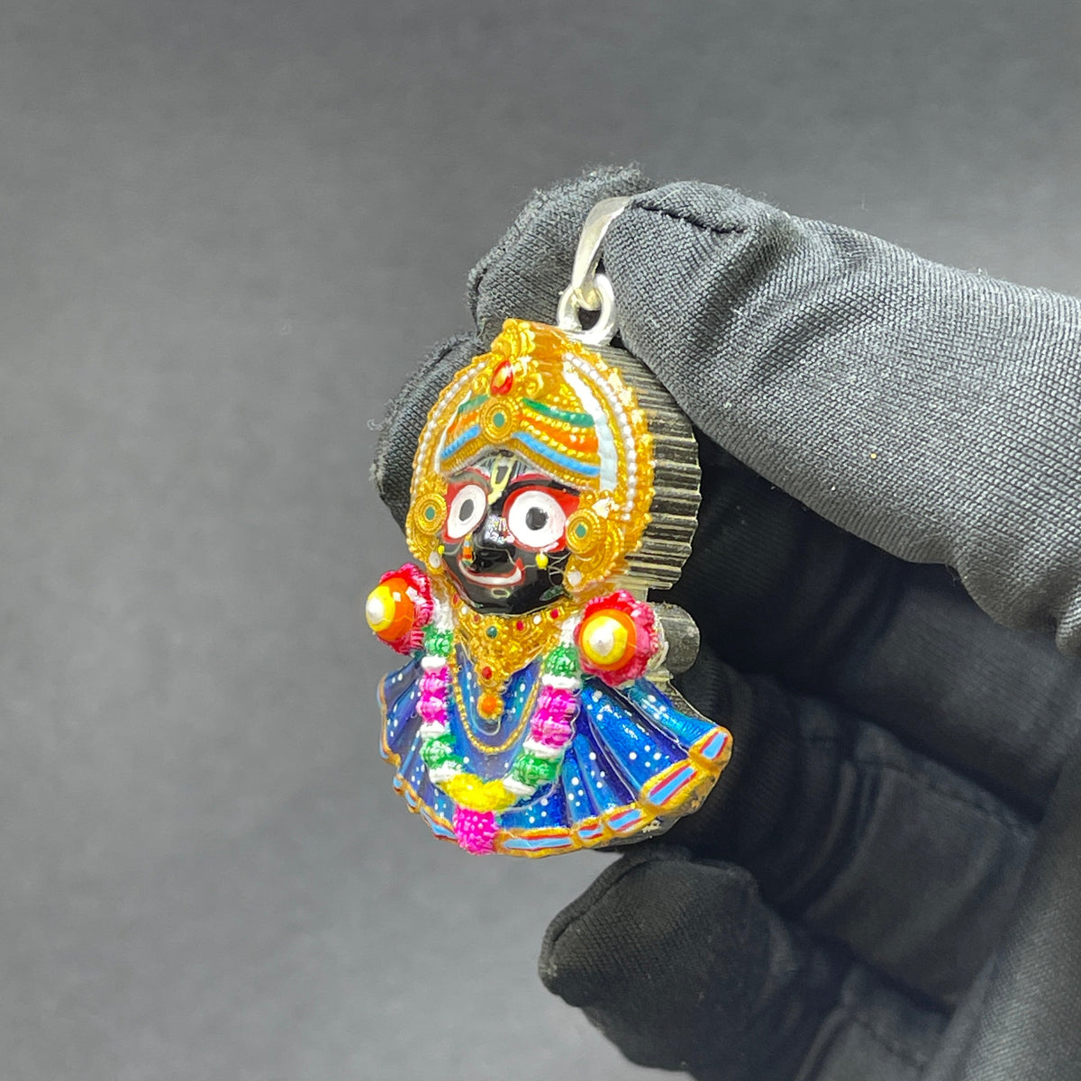 925 Silver Jagannath Pendant with Colorful Enamel – Handmade Meenakari Devotional Jewelry