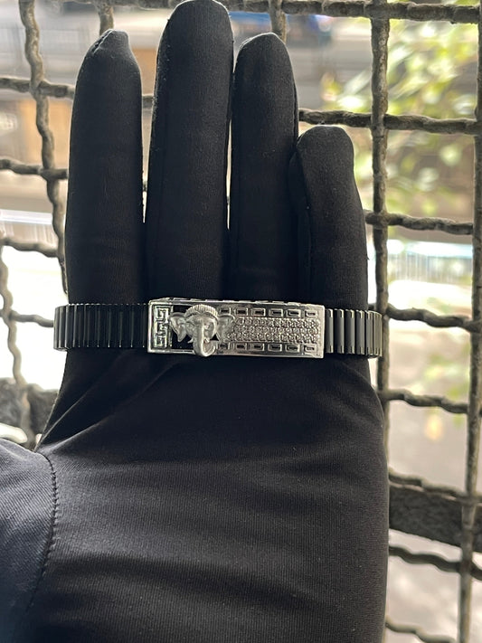 925 Silver Ganesha Bracelet | Black Ganpati Spiritual Kada