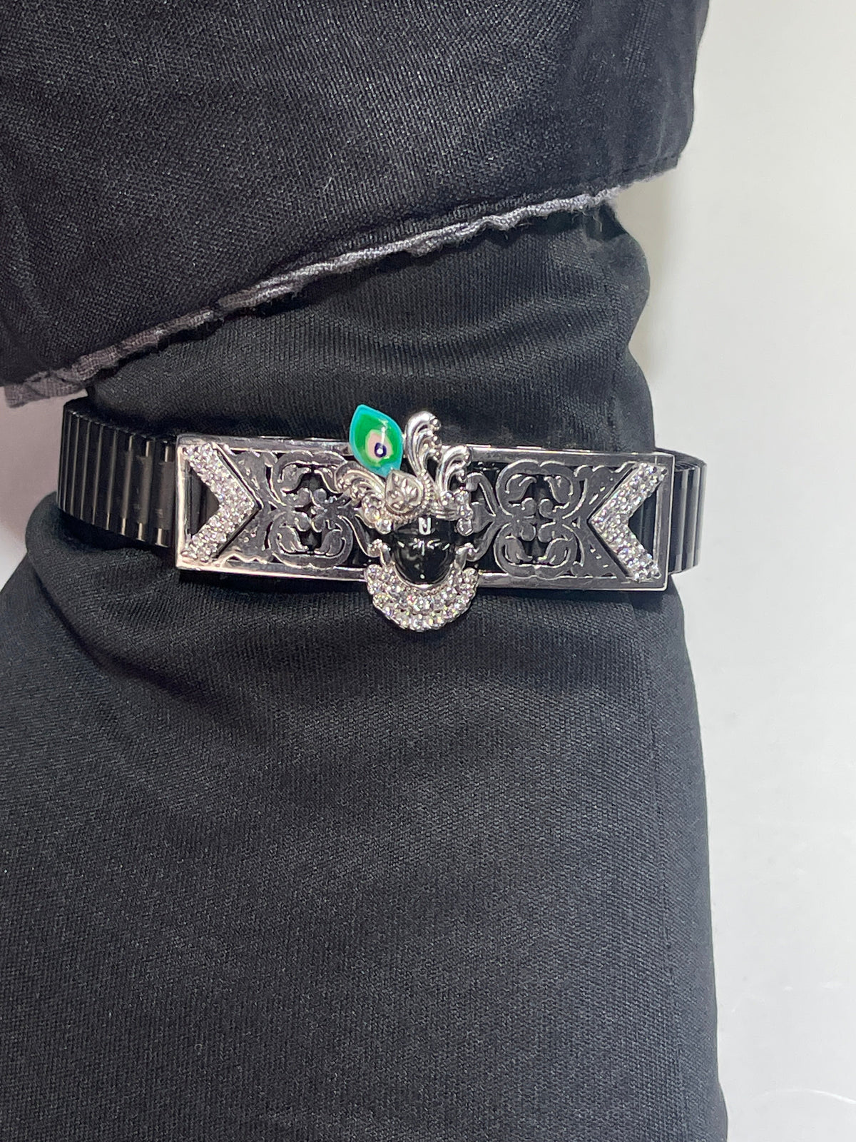 925 Silver Shrinathji Bracelet | Meena Enamel Spiritual Kada
