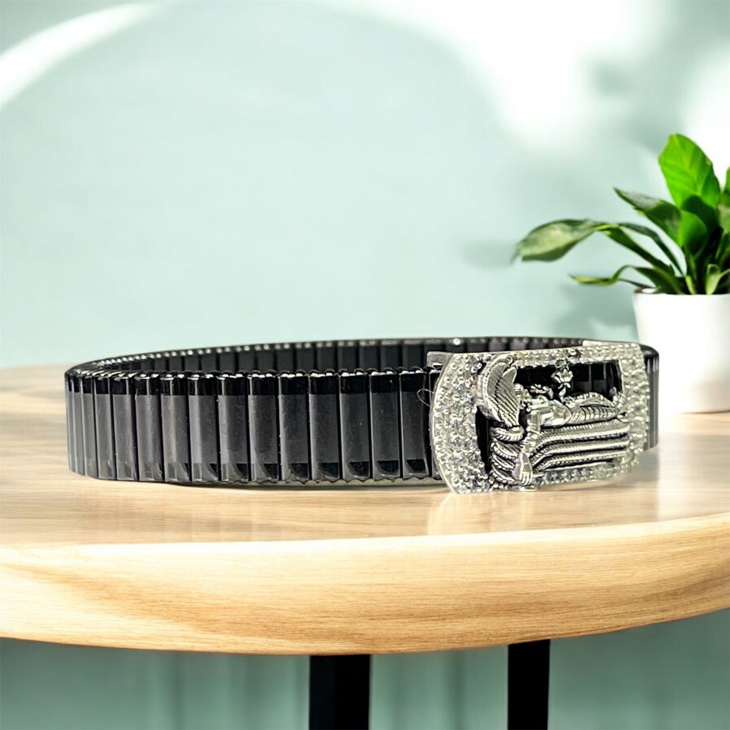 925 Silver Vishnu Ananta Shesha Bracelet – Lord Vishnu Reclining Motif with Iced Border | Handmade Devotional Kada