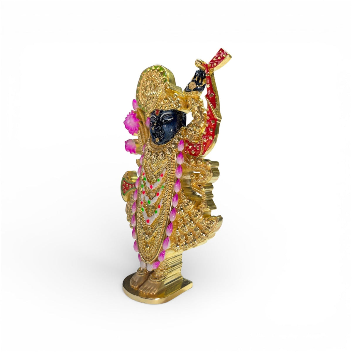 925 Silver Shreenathji Murti | Nathdwara Srinathji Idol with Gold & Meena Work – Shukan Jewellers