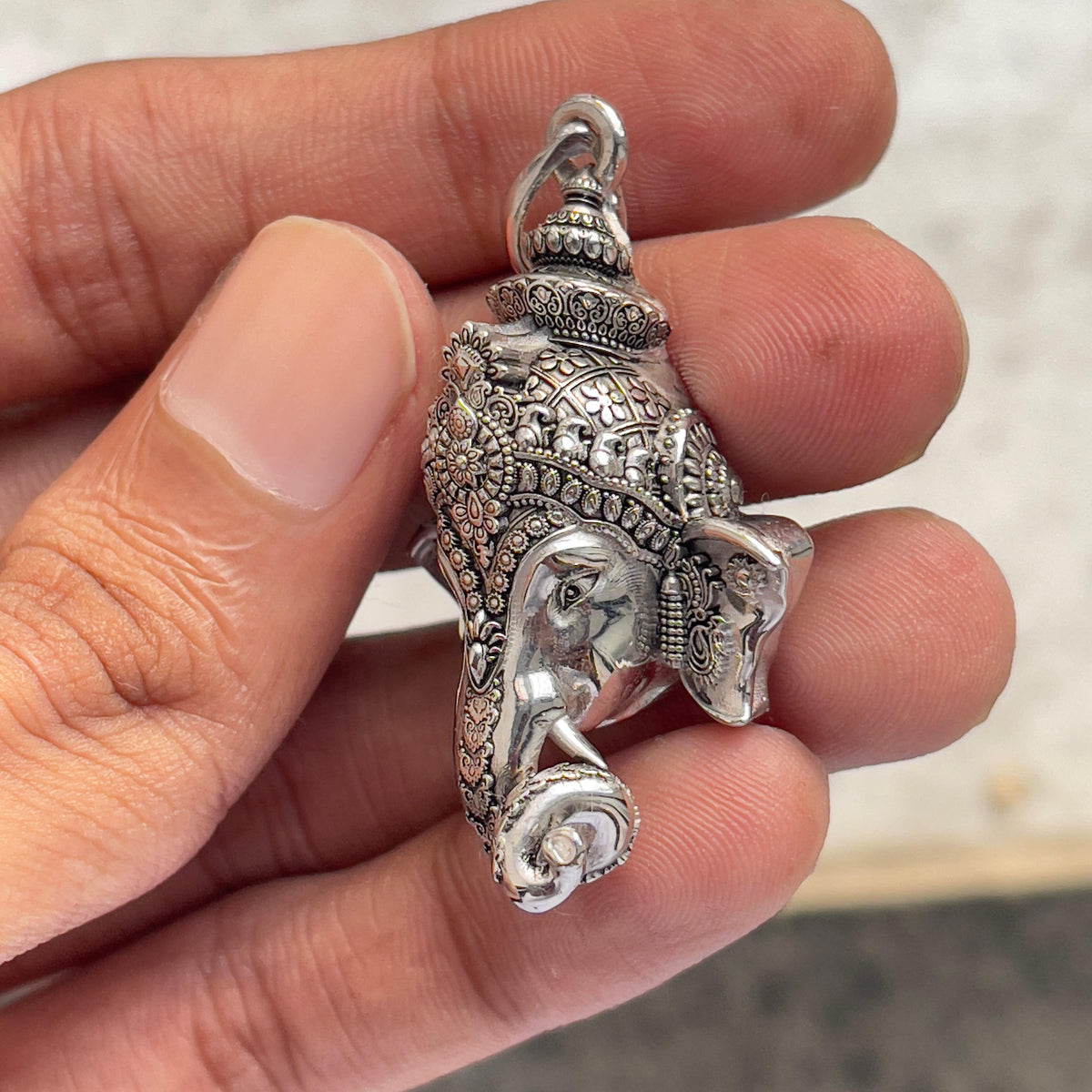 Sacred Ganpati Face 925 Silver Pendant