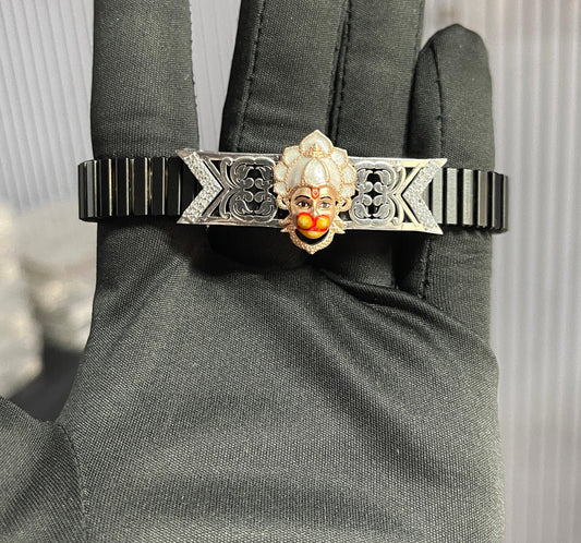 925 Silver Hanumanji Bracelet – Lord Hanuman Devotional Jewelry | Adjustable Spiritual Bracelet for Strength & Protection