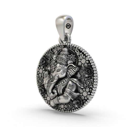 925 Silver Ganesh Pendant | Detailed Oxidized Ganesha for Wisdom, Protection & Blessings – Shukan Jewellers