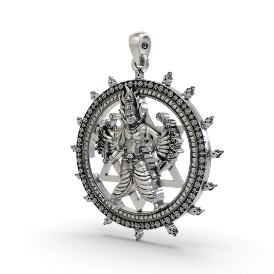 925 Silver Sudarshan Chakra Yantra Pendant | Lord Vishnu Divine Protection & Power – Shukan Jewellers