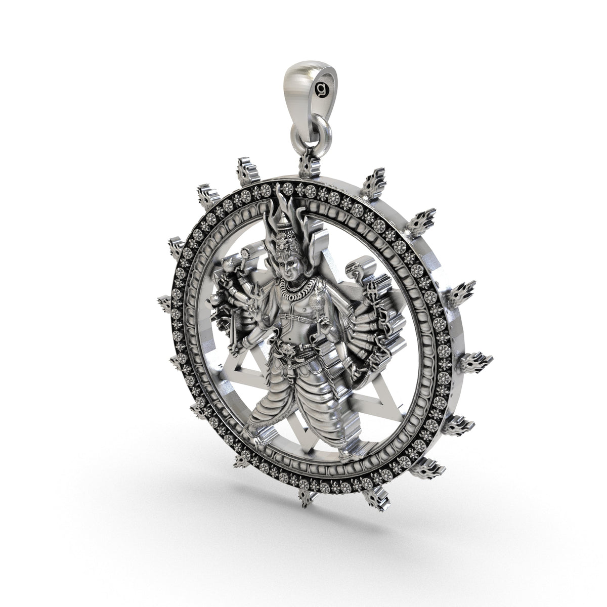 925 Silver Sudarshan Chakra Yantra Pendant | Lord Vishnu Divine Protection & Power – Shukan Jewellers