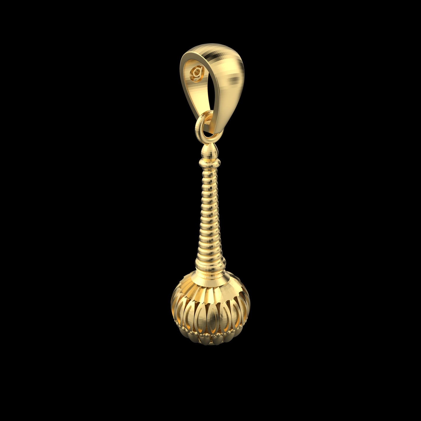 18K Gold Vermeil Gada Pendant – 925 Silver Temple Jewelry | Handmade Symbol of Strength, Courage & Devotion