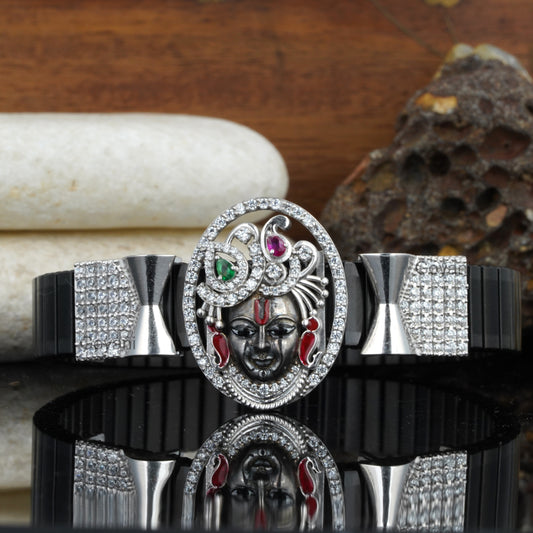 925 Silver Shreenathji Bracelet – Nathdwara Krishna Jewelry | Handmade Devotional Bracelet