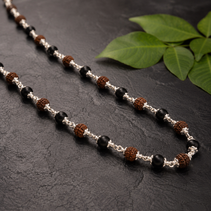5 Mukhi Rudraksha beads with silver details