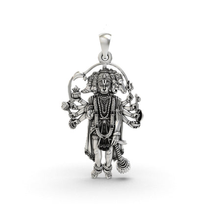 925 silver Panchmukhi Hanuman pendant front view