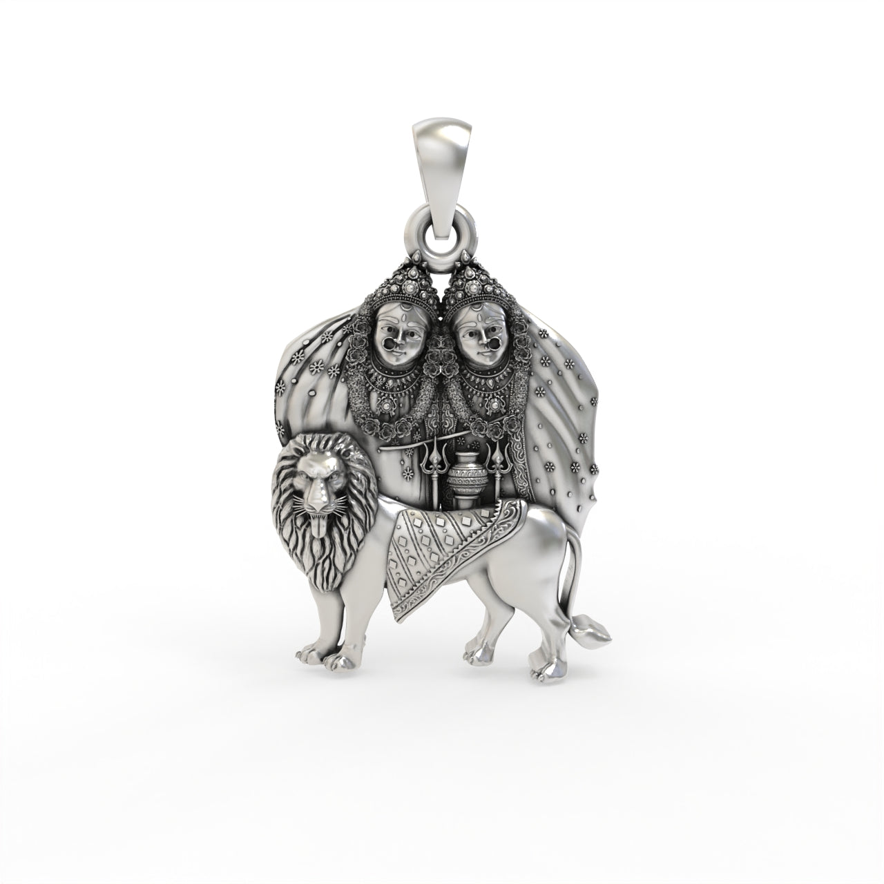 925 silver Chamunda Maa pendant front view