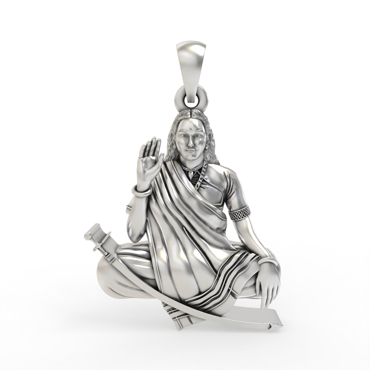 925 silver Mogal Maa pendant front view