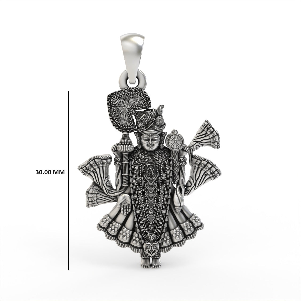 Krishna Dwarkadhish locket in oxidized silver