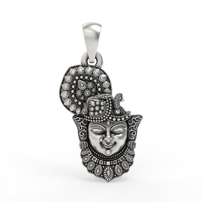 925 silver Shrinathji face pendant front view