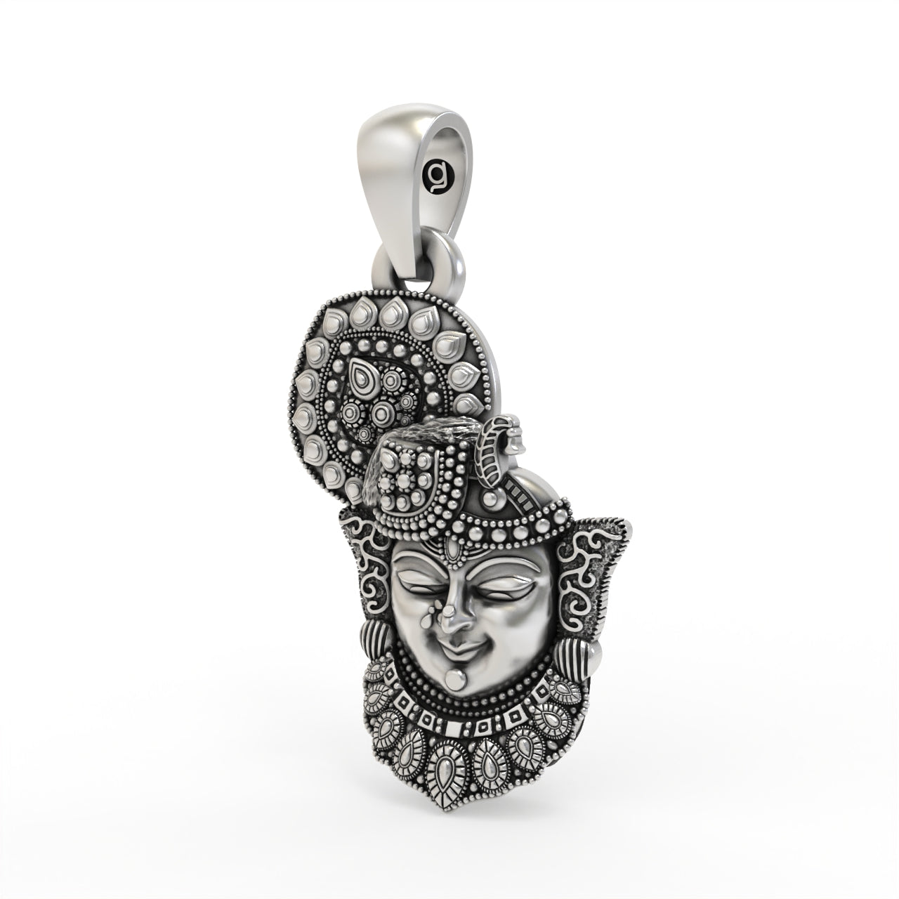 Oxidized Shrinathji pendant side craftsmanship