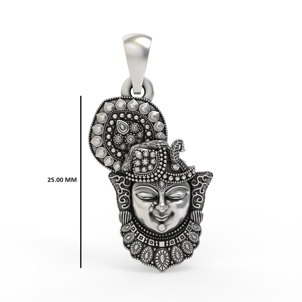 Shrinathji face locket in oxidized silver