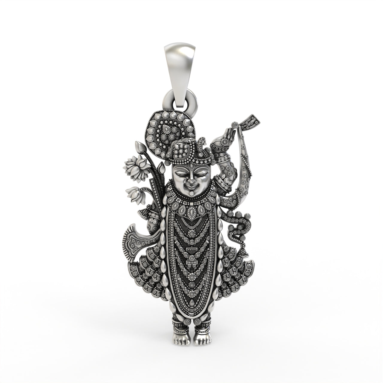 925 silver Shrinathji pendant front view