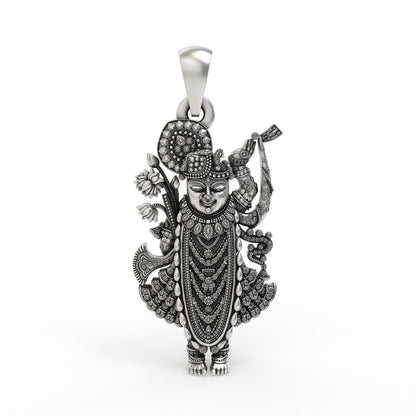 925 silver Shrinathji pendant front view